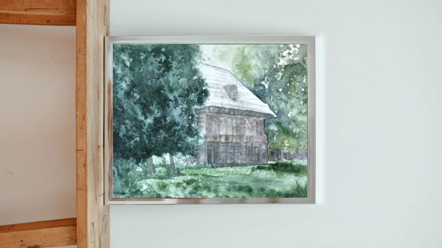 obrazy WYPRZEDAŻ SZTUKI! Akwarela Dom w zieleni oryginalny obraz 300g A4 21x30 cm