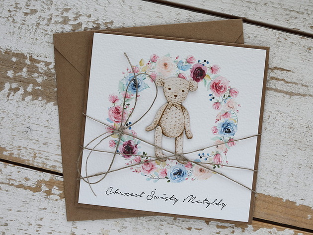 kartki, zaproszenia na chrzest Oryginalna kartka z personalizacją na chrzest dla dziewczynki i chłopca - pom