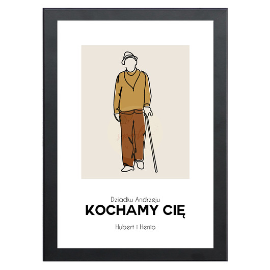 plakaty Plakat Dziadek, prezent na Dzień Dziadka, Line Art