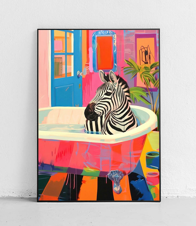 plakaty Plakat Zebra w wannie