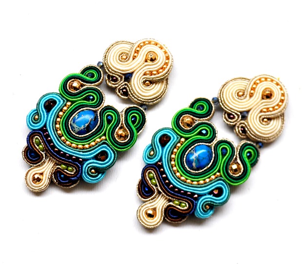 kolczyki soutache Sutaszowe kolczyki BLUE JASPIS _ EXPRESS