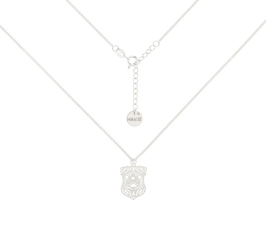 chokery Srebrny choker pancerka z psem Mops
