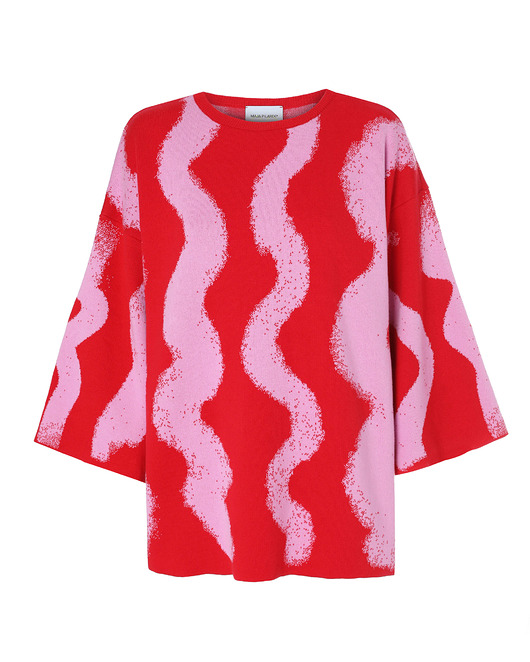swetry damskie  Sweter SPRAY czerwono-różowy