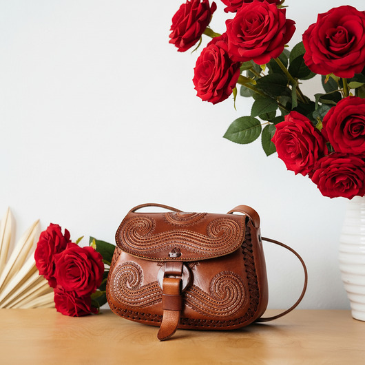 torby na ramię Torebka skórzana ręcznie robiona góralska Abril wzory zakopane