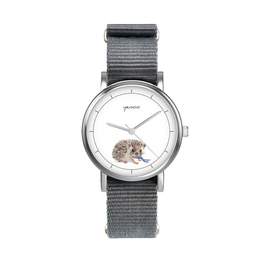 zegarki unisex Zegarek  mały - Jeżyk - nylonowy, szary