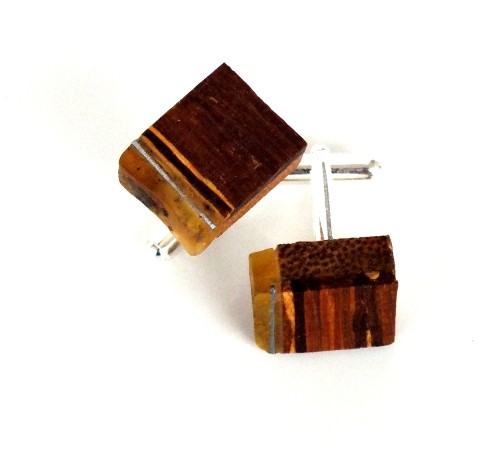 Wood&Amber Spinki Do Mankietów Bambusowe Maszyneria