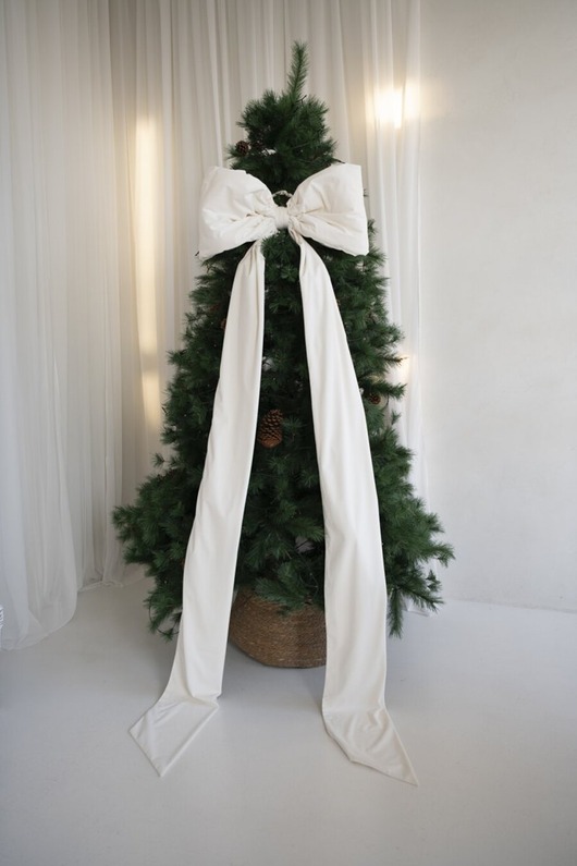 dekoracje świąteczne Kokarda na choinkę gigant plus ecru 190/200 cm