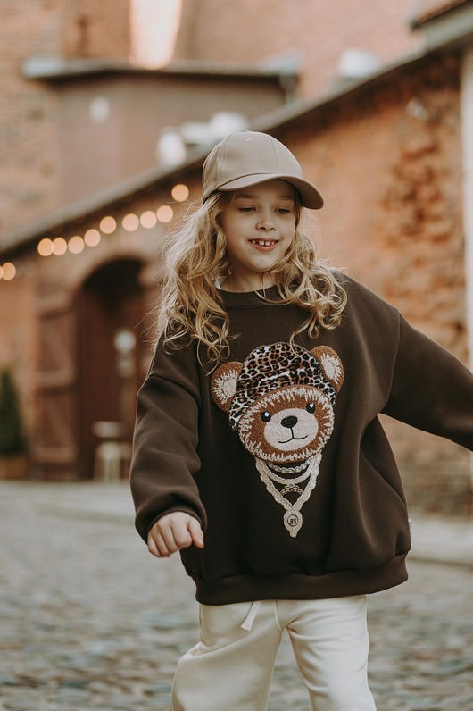 bluzy dla chłopców Bluza oversize Black Teddy