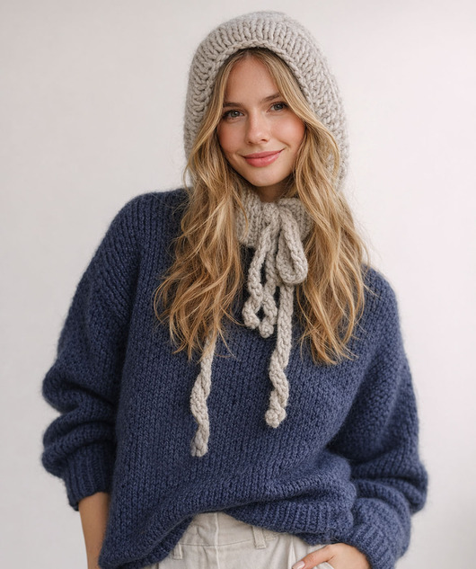 czapki damskie BONBON balaclava x bonnet beige babe