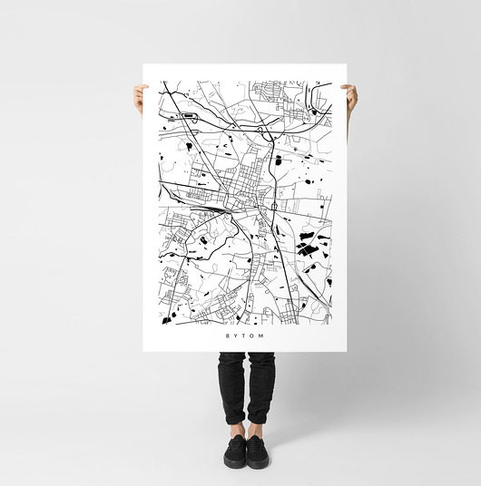 grafiki i ilustracje Bytom - mapa miasta na prezent