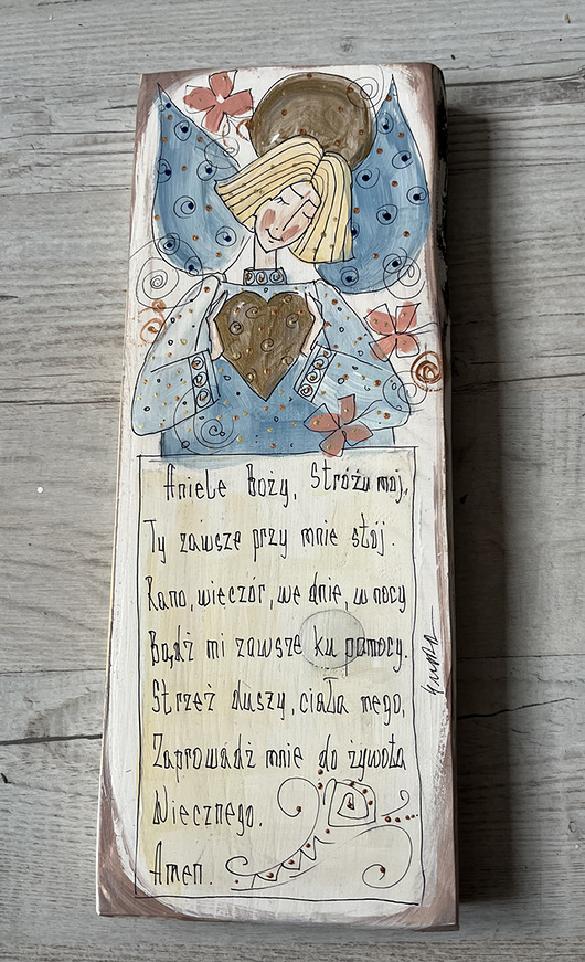 inne Deska malowana "Aniele Boży Stróżu mój..."