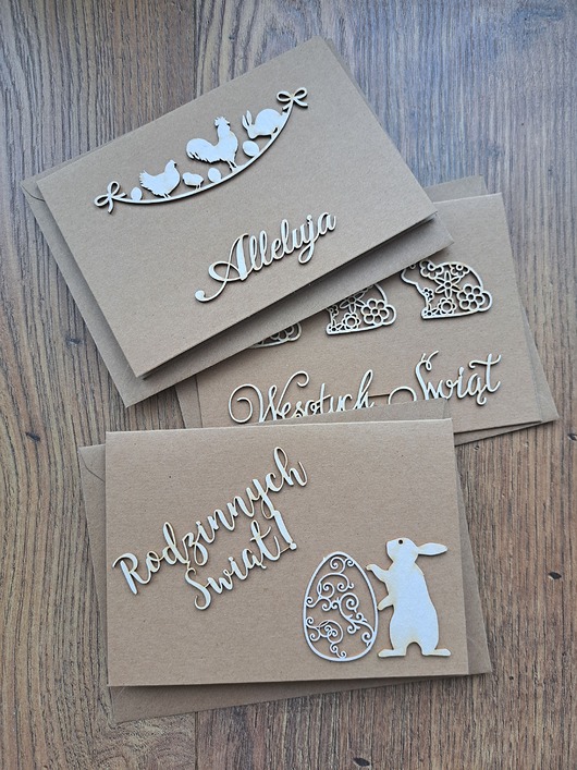 kartki scrapbooking Zestaw trzech kartek wielkanocnych