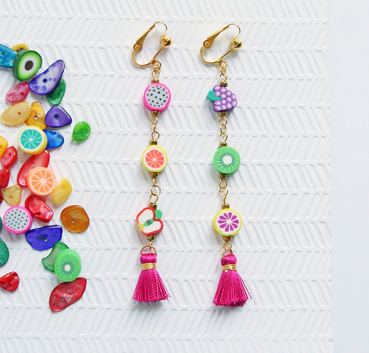 klipsy DŁUUUGIE owocowe KLIPSY lub kolczyki