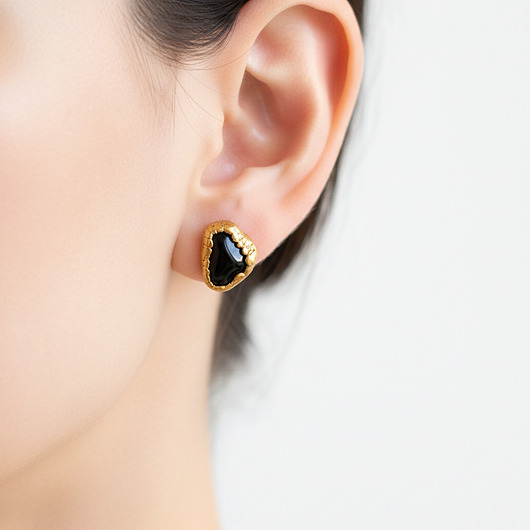 kolczyki pozłacane Kolczyki Sztyfty Onyks