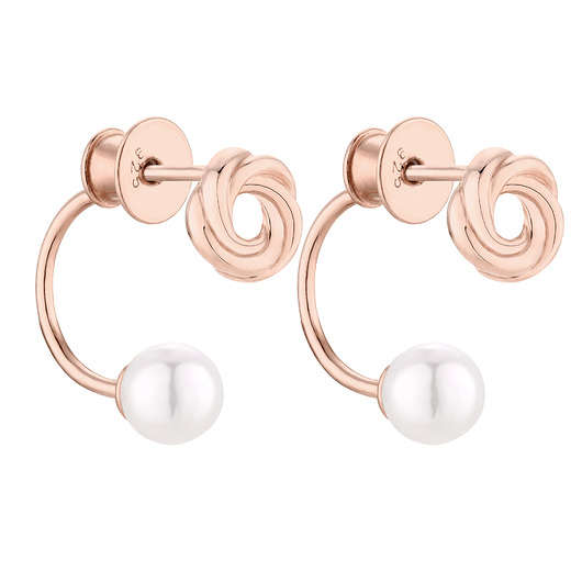 kolczyki pozłacane Kolczyki z węzełkami z różowego złota z perłami SWAROVSKI CRYSTAL