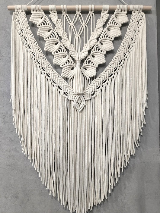 makramy Makrama Ścienna AMELIA 70 Smukła Elegancka Motyw Roślinny Kwiaty - 70x100 cm