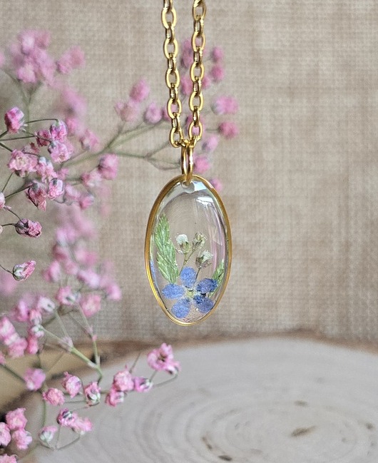 wisiory Wieczne kwiaty niezapominajka kwiaty niezapominajki wisiorek