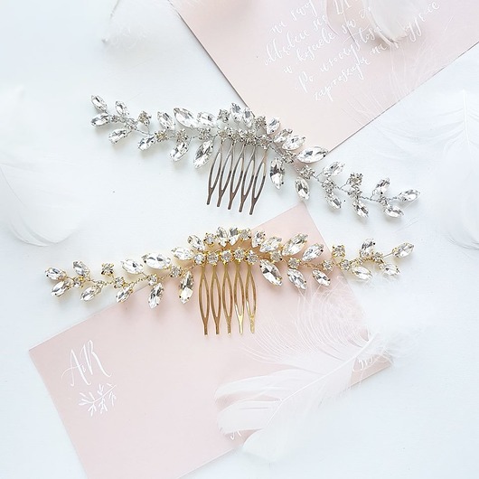 Ślubne ozdoby do włosów Kryształowy grzebień ślubny - silver sparkle