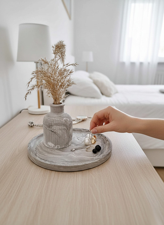 pojemniki na biżuterię Dekoracyjny zestaw z gipsu podstawka i wazonik na suszki GP58