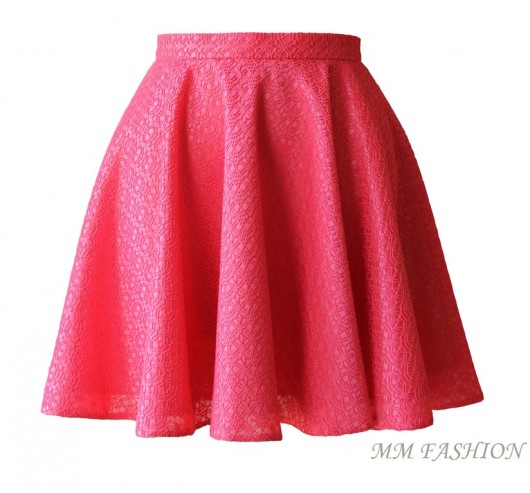 SPÓDNICA Z KOŁA - koronkowa , koralowa MM FASHION