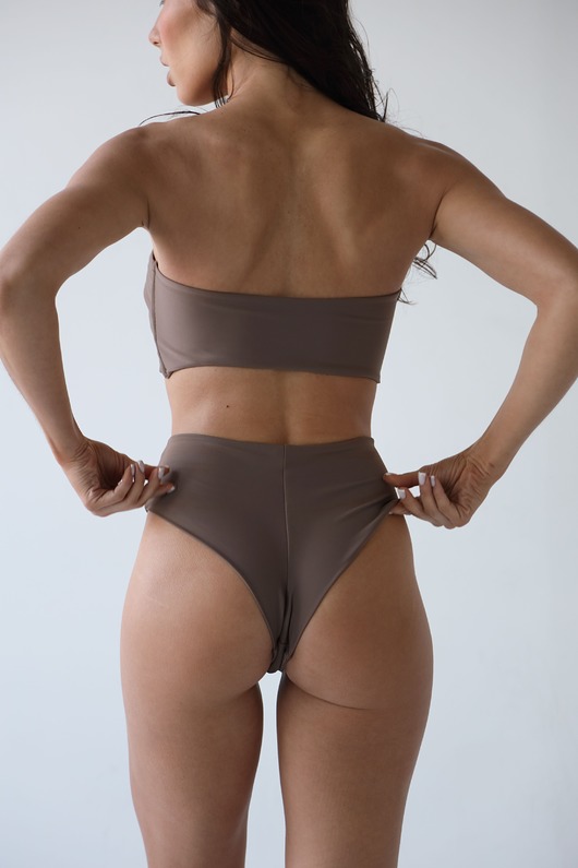 stroje kąpielowe i kostiumy kąpielowe damskie Chia Dół - Mokka Dół kąpielowy bikini z wysokim stanem