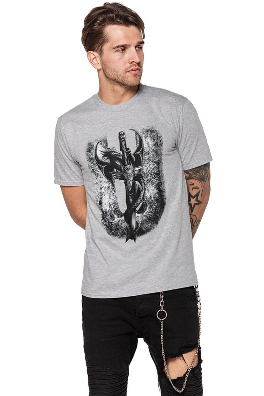 t-shirty męskie T-shirt męski UNDERWORLD Dragon szary
