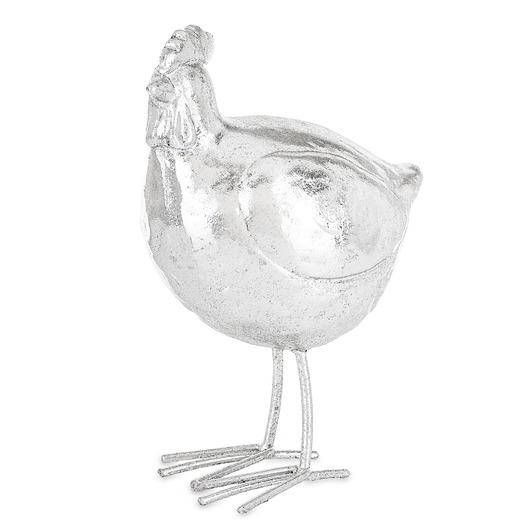 ozdoby wielkanocne Dekoracja - kura 16x11,5x8 cm  srebrna POLLAME