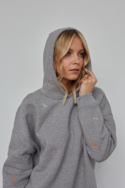bluza z kapturem damska Bluza ROJA w haftowane ważki