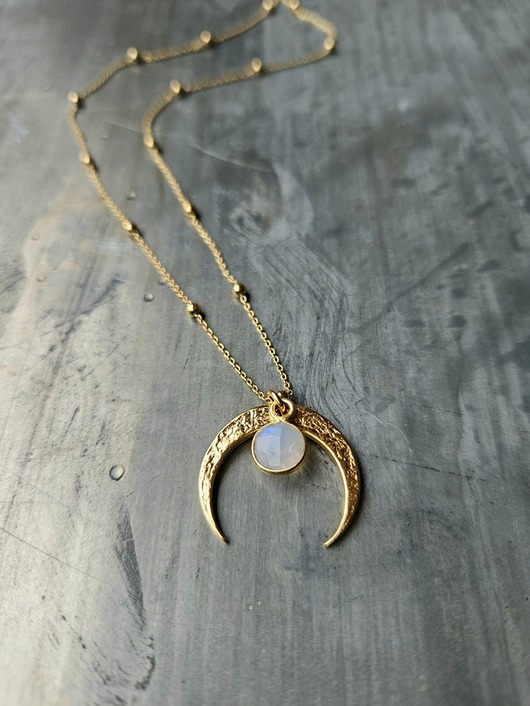 złote naszyjniki Naszyjnik N38  Lunula, moonstone, Ag