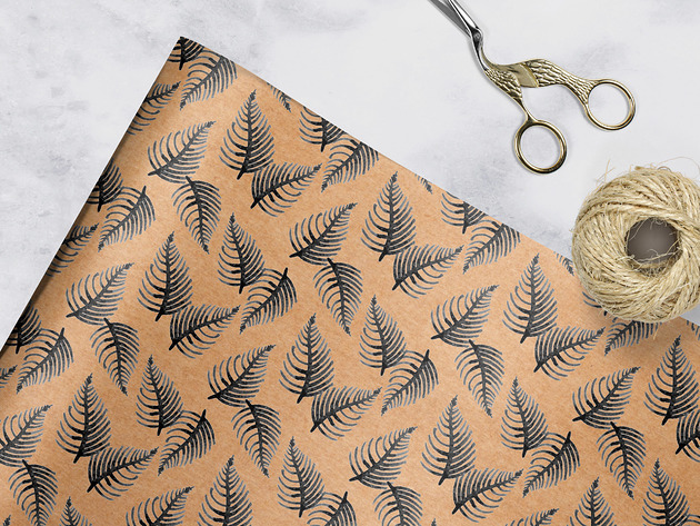 papier do pakowania - floral leaves 026 kraft Wrap and Pack