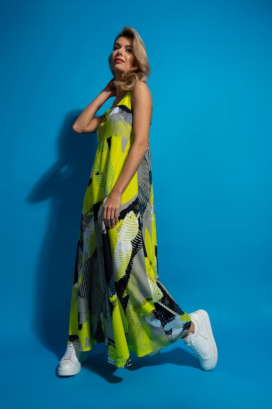 sukienki maxi damskie ARLA - neonowa sukienka maxi