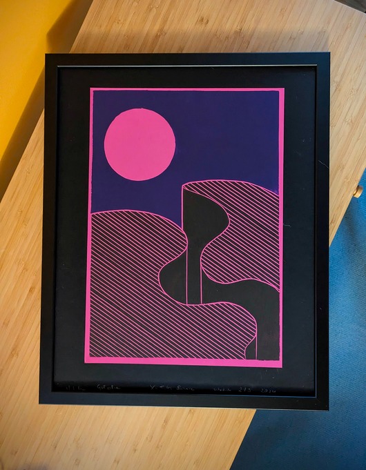 grafiki i ilustracje Ręcznie drukowany linoryt "Wydmy" 30x42cm