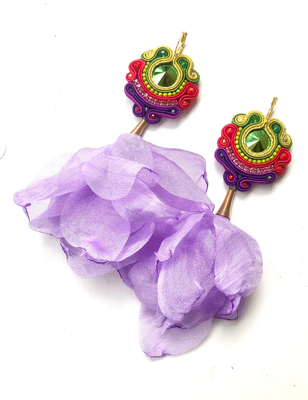 kolczyki soutache Sutaszowe kolczyki AGUEDA z kwiatami