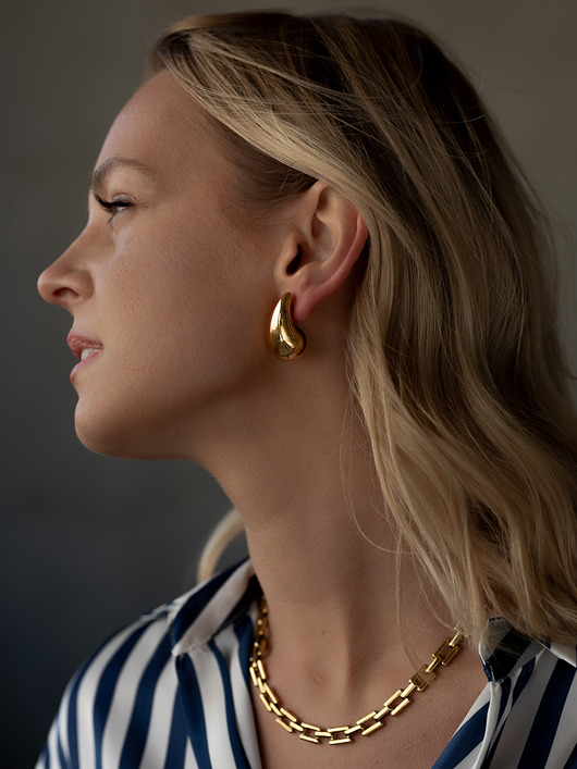 kolczyki pozłacane Złote kolczyki łezki ze stali chirurgicznej