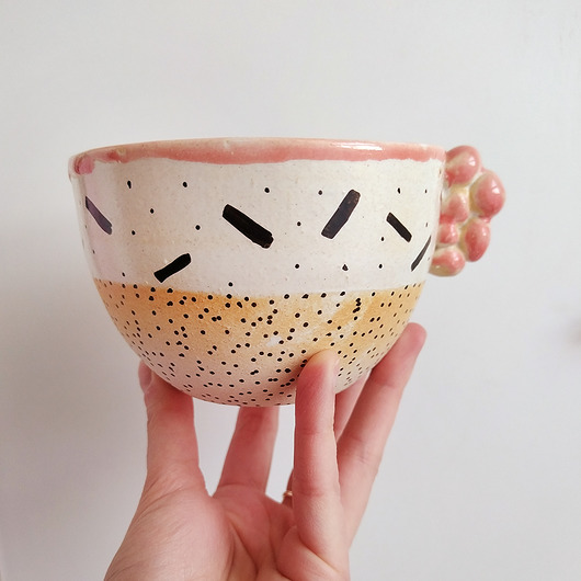 KUBEK 300ml duży w kropki White Cup