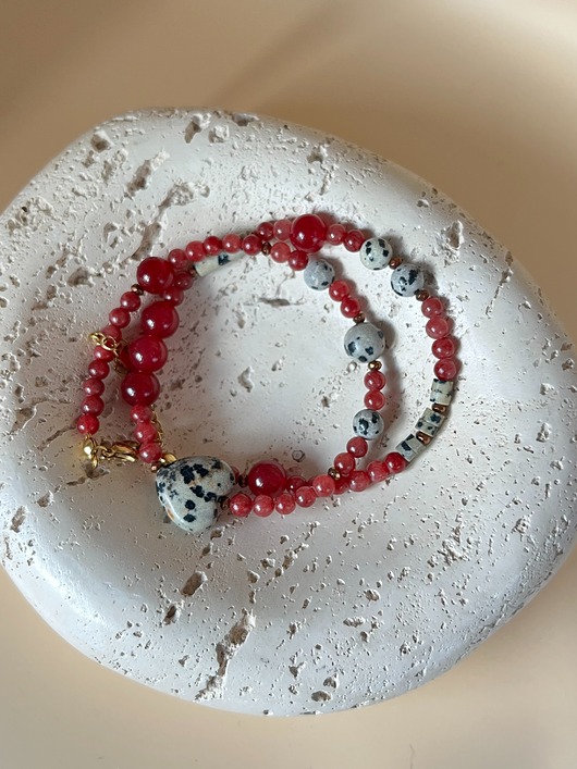 chokery Choker z granatu i jaspisu dalmatyńskiego