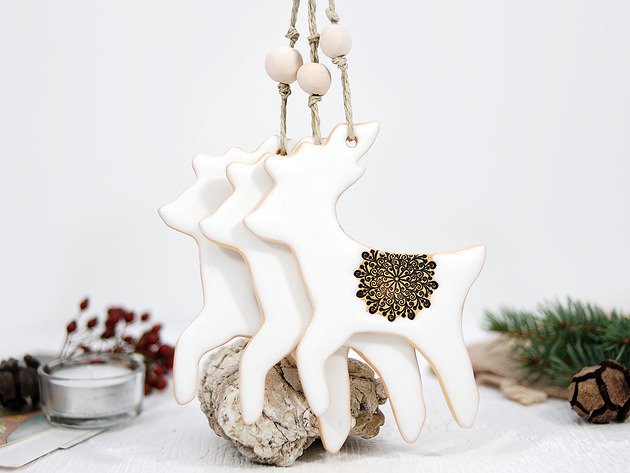 1 Ceramiczny renifer na choinkę 10FingersArt