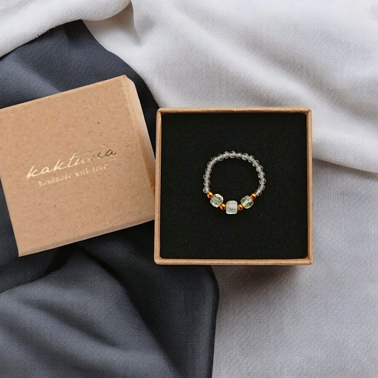 pierścionki elastyczne Pierścionek DOBROBYT - amulet - cytryn, kwarc dymny, kryształ górski