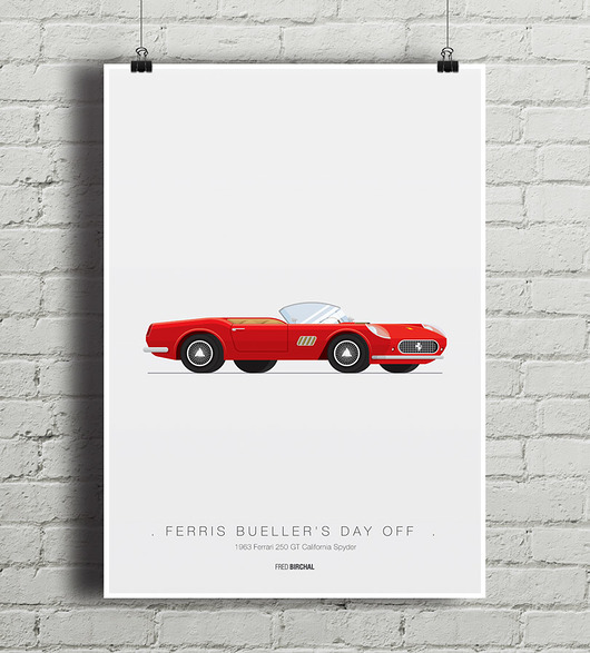 Ferrari 250 GT - Ferris Bueller's - plakat minimalmill