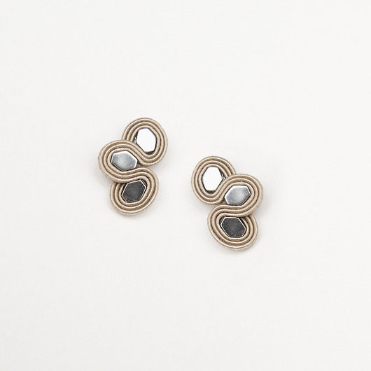 kolczyki soutache Kolczyki minimalistyczne z hematytem