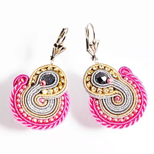 kolczyki soutache Sutaszowe kolczyki FLAMINGOS