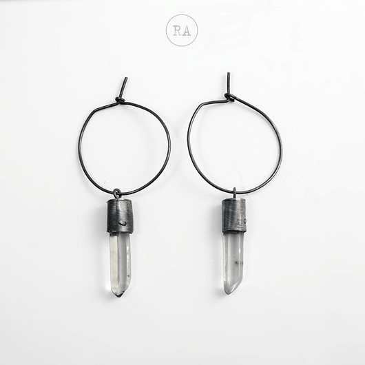 kolczyki srebrne Srebro z kryształem górskim BARBARIANS 4