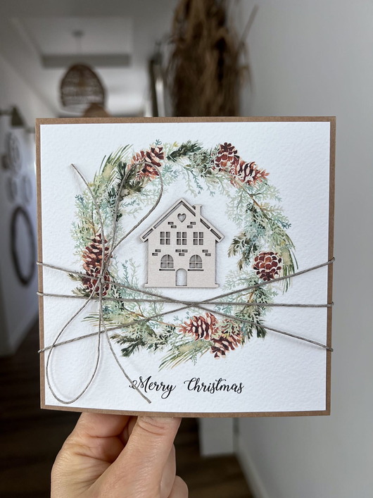 kartki świąteczne Stylowa ręcznie robiona kartka świąteczna Merry Christmas card