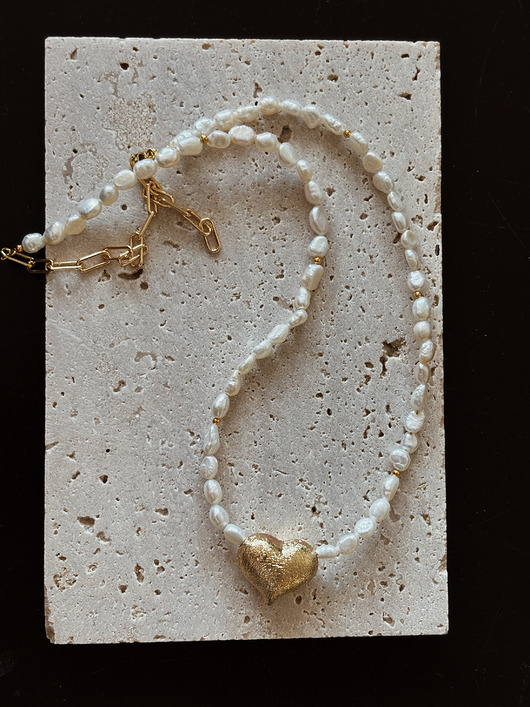 złote naszyjniki Naszyjnik z pereł naturalnych Serce