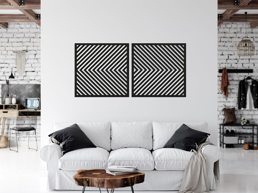 dekoracje - na ścianę 3D DEKORACYJNE PANELE GEOMETRYCZNE, MINIMALISTYCZNA DEKORACJA ŚCIENNA, CZARNY