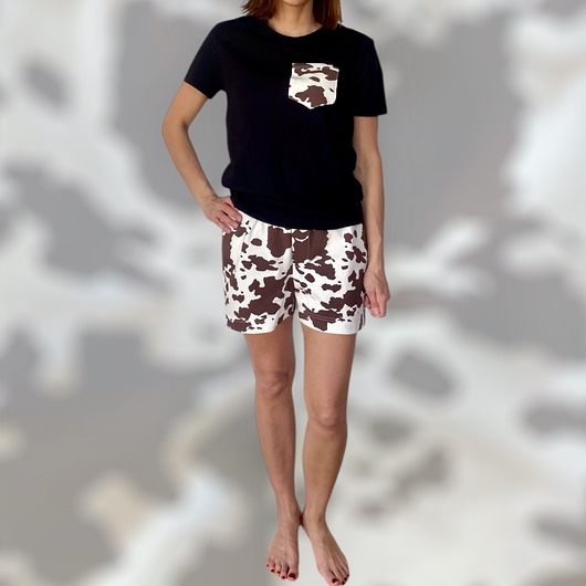 piżamy damskie Piżama Unisex bawełniana w krowe