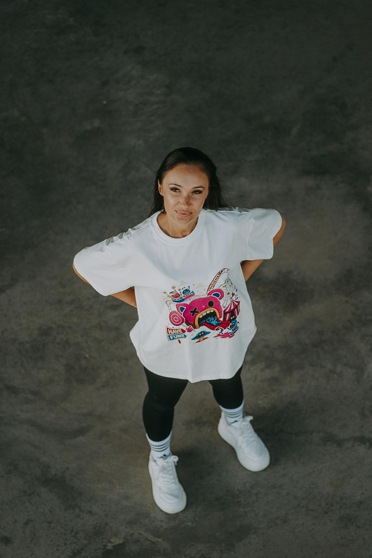 t-shirt damskie T-shirt oversize Teddyland biała