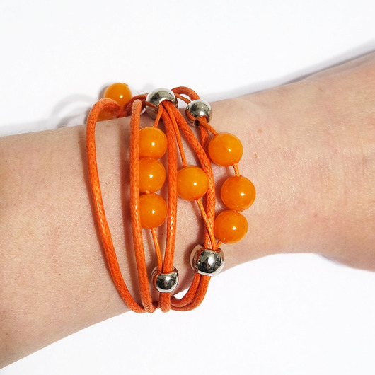 bransoletki - inne Bransoletka - Pomarańcza - sznurki
