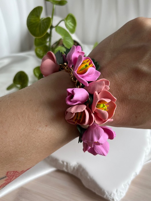 bransoletki - inne Bransoletka Tulipan Różowy. Handmade