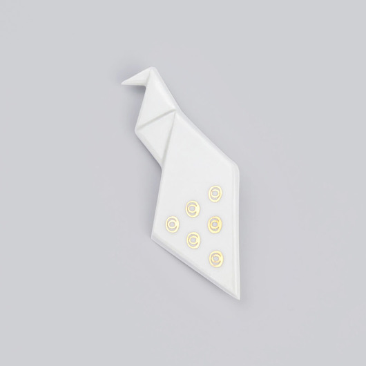 Broszka Porcelanowa Origami Paw Biało-Złota StehlikDesign